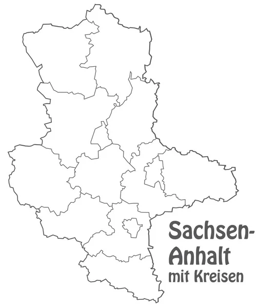 Landkarte Von Sachsen Anhalt Mit Grauen Rändern — Stockfoto