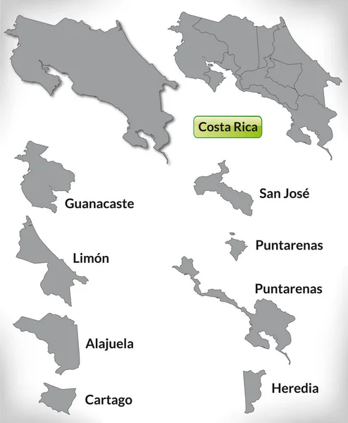 Mapa Costa Rica Con Fronteras Gris — Foto de Stock