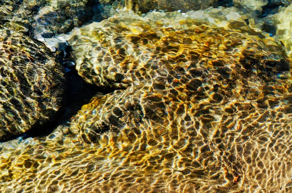 Abstract Nature Underwater Reflection Sand Rocks Reshi River Reshikhola Sikkim — Stock Photo, Image