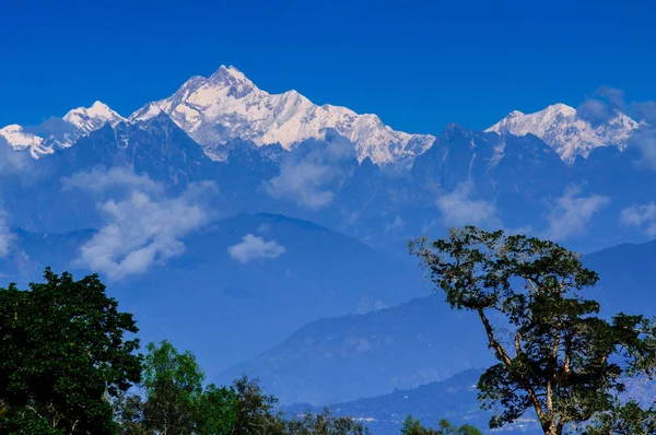 Krásný Výhled Vrchol Hory Kanchenjunga Dopoledních Hodinách Himálajské Pohoří Sikkim — Stock fotografie