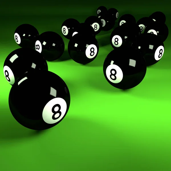 Black Billiard Balls Number Eight — Stock Photo, Image