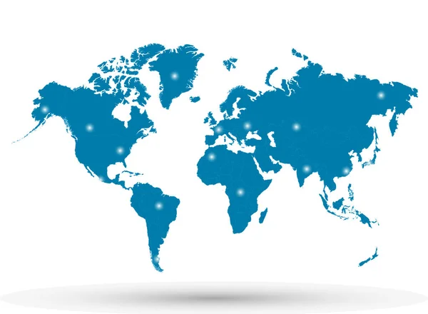 Image Colorful Blue World Map Highlighted Spots — Stock Photo, Image