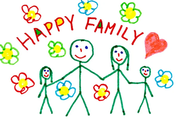 Dibujo Color Familia Feliz Hecho Por Niño —  Fotos de Stock