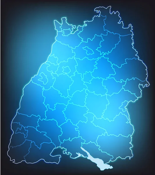 Mapa Baden Wuerttemberg Com Bordas Cores Brilhantes — Fotografia de Stock