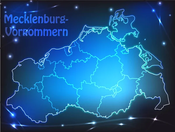 Mapa Mecklenburg Vorpommern Con Bordes Colores Brillantes — Foto de Stock