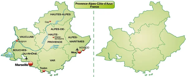 Karta Över Provence Alpes Cote Azur Med Gränser Pastellgrönt — Stockfoto