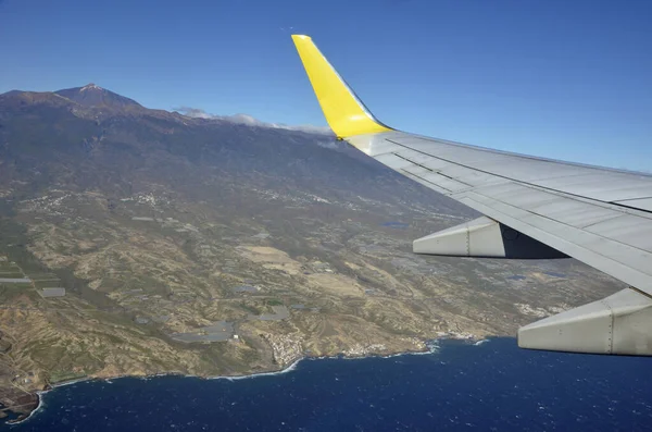 Aeronave Antes Tenerife Com Taide — Fotografia de Stock