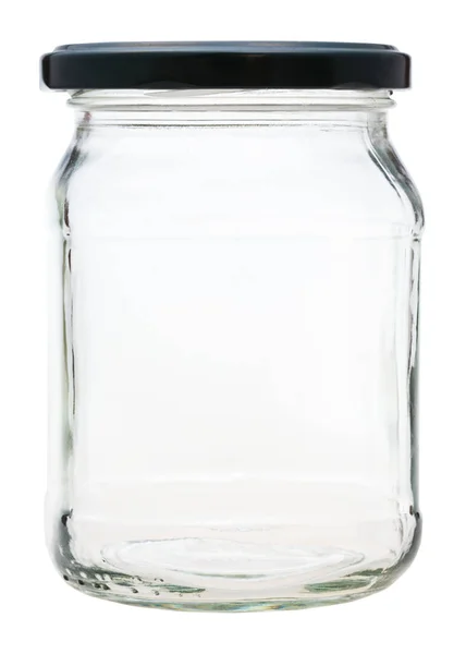 Gesloten Victoriaanse Vierkante Glazen Pot Geïsoleerd Witte Achtergrond — Stockfoto