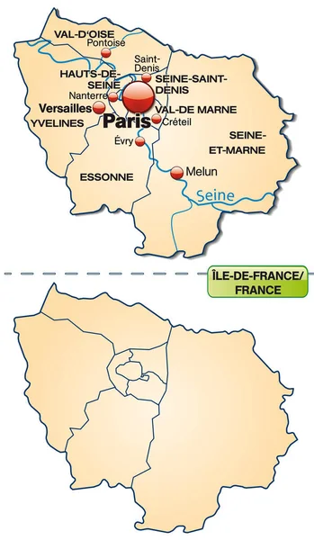 Mapa Ile France Con Bordes Naranja Pastel — Foto de Stock