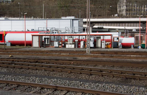 Spoorwegdepot Met Gasopslag — Stockfoto