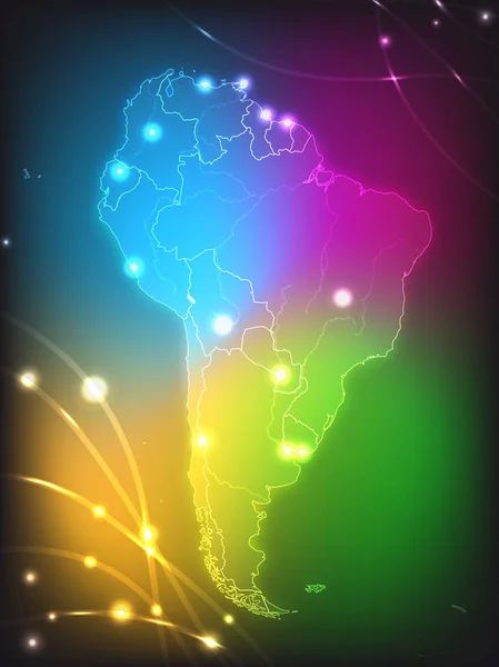 Karta Över Sydamerika Med Versaler Klara Färger — Stockfoto