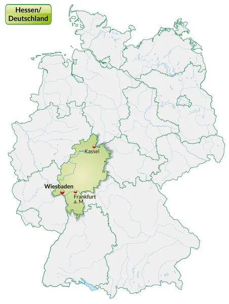 パステルグリーンの首都とヘッセの地図 — ストック写真