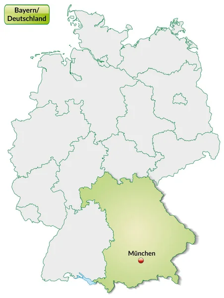 巴伐利亚地图 首都为淡绿色 — 图库照片