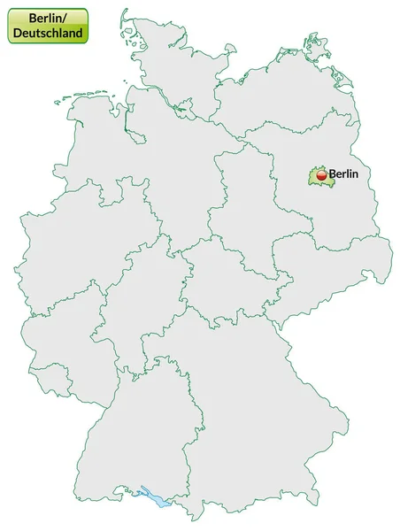 Карта Берлина Столицами Пастельно Зеленом — стоковое фото