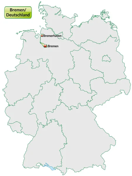 Mappa Bremen Con Capitali Verde Pastello — Foto Stock