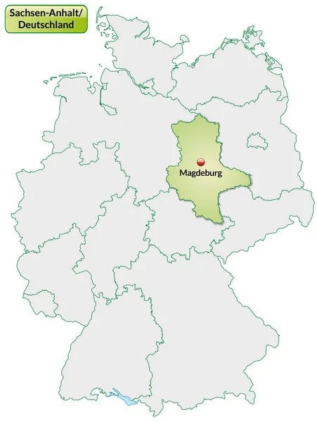 Mapa Saxony Anhalt Con Capiteles Verde Pastel —  Fotos de Stock