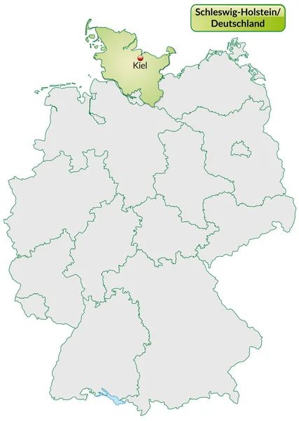 Mappa Schleswig Holstein Con Capitelli Verde Pastello — Foto Stock