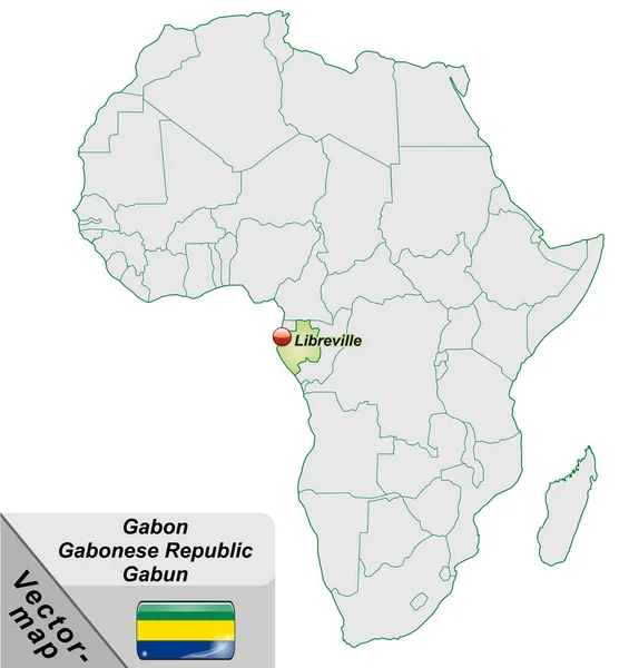 Mapa Gabonu Stolicami Pastelowej Zieleni — Zdjęcie stockowe