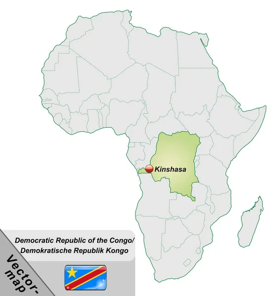 Kaart Van Congo Democratische Republiek Met Hoofdsteden Pastelgroen — Stockfoto