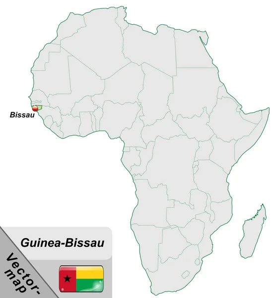Mapa Guinea Bissau Con Capiteles Verde Pastel —  Fotos de Stock