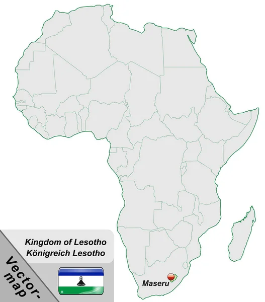 Mapa Lesotho Com Capitais Verde Pastel — Fotografia de Stock