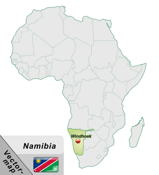 Mappa Della Namibia Con Capitelli Verde Pastello — Foto Stock