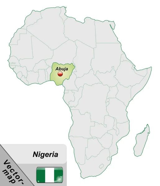 Карта Нігерії Столичними Містами Пастелі Зеленим — стокове фото