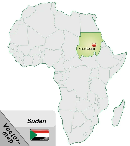 Mapa Sudan Con Capiteles Verde Pastel —  Fotos de Stock