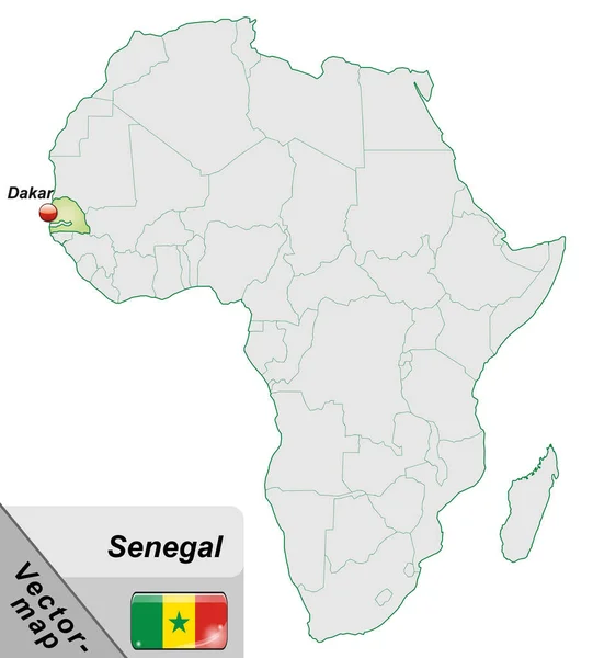セネガル地図 セネガル地図と旅行に出かけよう — ストック写真