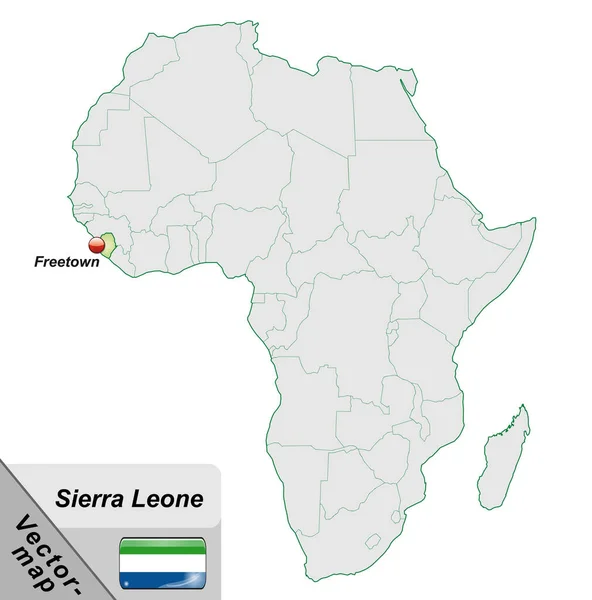 Kaart Van Sierra Leone Met Hoofdsteden Pastelgroen — Stockfoto