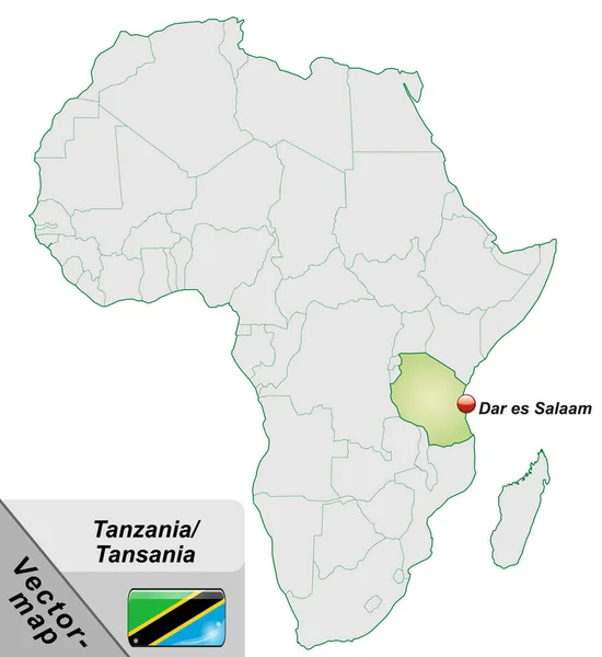 Kaart Van Tanzania Met Hoofdsteden Pastelgroen — Stockfoto