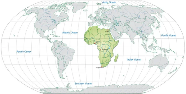 Carte Afrique Avec Des Capitales Vert Pastel — Photo