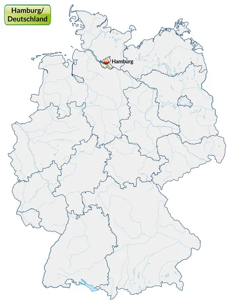 Mapa Hamburgo Com Capitais Laranja Pastel — Fotografia de Stock