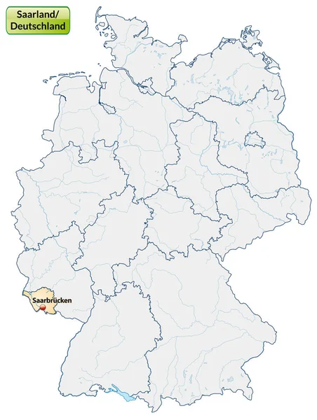 Mappa Saarland Con Capitelli Arancio Pastello — Foto Stock