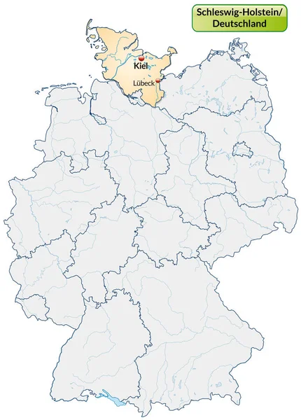 Pasztell Narancssárga Nagybetűs Schleswig Holstein Térkép — Stock Fotó