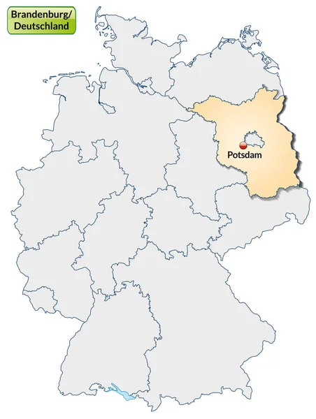 Χάρτης Του Brandenburg Κεφαλαία Παστέλ Πορτοκαλί — Φωτογραφία Αρχείου