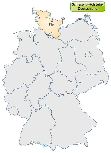 Mapa Schleswig Holstein Con Capiteles Naranja Pastel — Foto de Stock