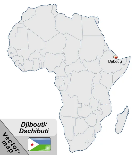 Mapa Djibouti Con Capitales Naranja Pastel —  Fotos de Stock