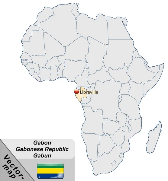 Karta Över Gabon Med Versaler Pastellorange — Stockfoto