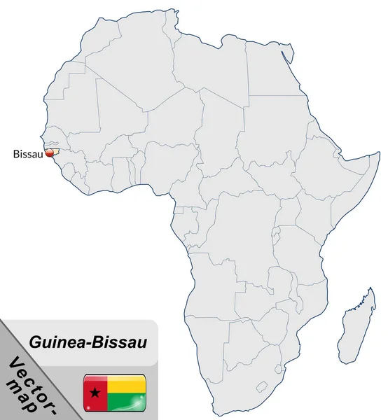 Karte Von Guinea Bissau Mit Kapitellen Pastellorange — Stockfoto