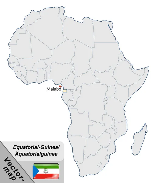 Kaart Van Equatoriale Guinea Met Hoofdletters Pasteloranje — Stockfoto