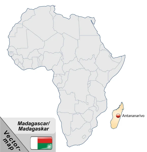 Mapa Madagaskaru Velkými Písmeny Pastelové Oranžové — Stock fotografie