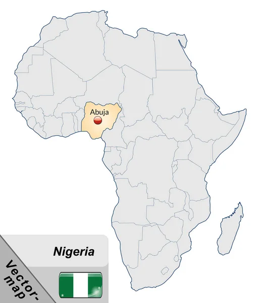 Carte Nigérie Avec Capitales Orange Pastel — Photo