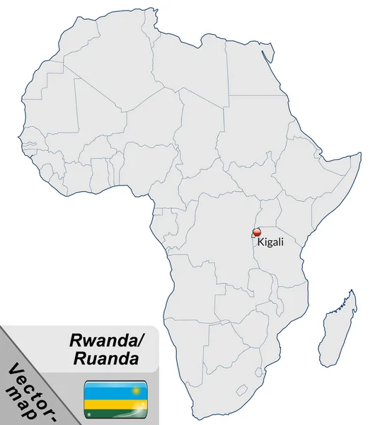 Map Rwanda Capitals Pastel Orange — Stock Photo, Image