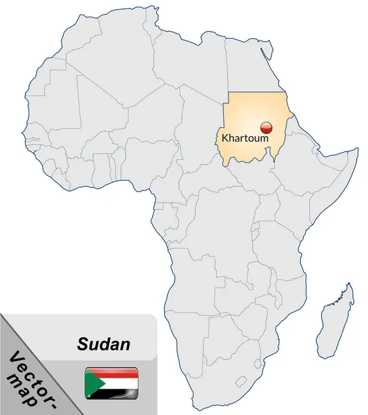 Sudan Haritası Pastel Turuncu Büyük Harflerle — Stok fotoğraf