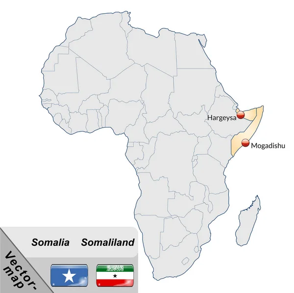Szomália Térképe Narancssárga Pasztell Nagybetűkkel — Stock Fotó