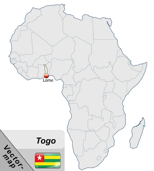 Mapa Del Togo Con Las Capitales Naranja Pastel —  Fotos de Stock