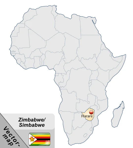 Mappa Zimbabwe Con Capitali Arancione Pastello — Foto Stock