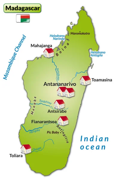 Карта Мадагаскара Виде Инфографики Зеленого Цвета — стоковое фото