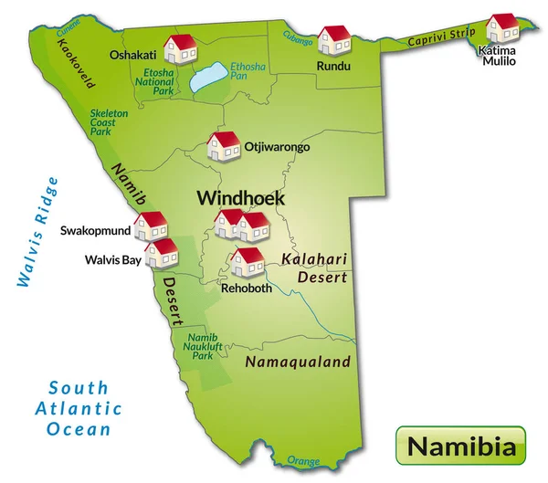 Mappa Namibia Come Info Grafico Verde — Foto Stock